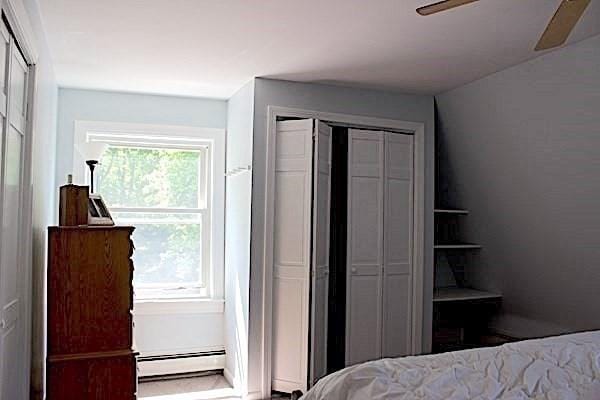 374 Swains Pond Ave, Melrose, MA 02176 - bedroom featuring a baseboard radiator and a ceiling fan