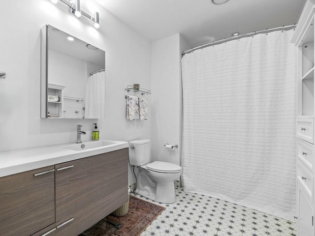 500 Atlantic Ave Unit 16R, Boston, MA 02210 - bathroom with vanity, tile patterned floors, and a shower with curtain