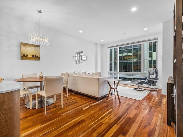 500 Atlantic Ave Unit 16R, Boston, MA 02210 - dining area featuring wood finished floors, a chandelier, and recessed lighting