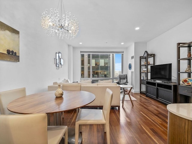 500 Atlantic Ave Unit 16R, Boston, MA 02210 - dining space with a chandelier, dark wood-type flooring, and recessed lighting
