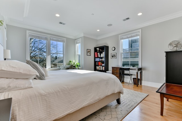 37 P St Unit 5, Boston, MA 02127 - bedroom featuring light wood-style flooring, crown molding, recessed lighting, and baseboards
