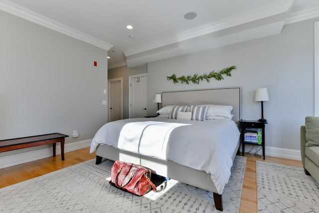 37 P St Unit 5, Boston, MA 02127 - bedroom featuring light wood-style flooring, crown molding, baseboards, and recessed lighting