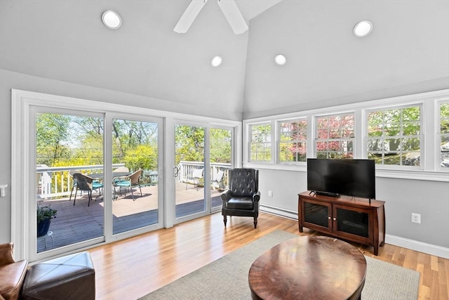 sunroom / solarium featuring a baseboard heating unit