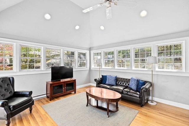 sunroom featuring a baseboard radiator and a wealth of natural light