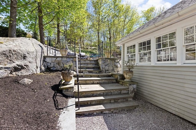 exterior space featuring stairs