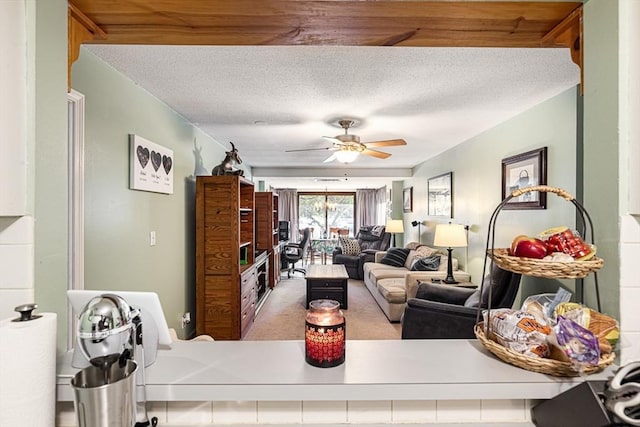 96 Old Colony Ave Unit 153, Taunton, MA 02718 - living room featuring ceiling fan and a textured ceiling