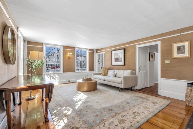 living room with wood finished floors