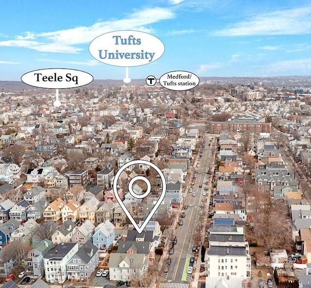 bird's eye view with a residential view