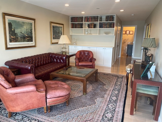 living room with light hardwood / wood-style flooring