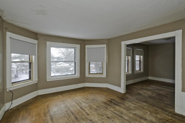 empty room with dark wood-type flooring