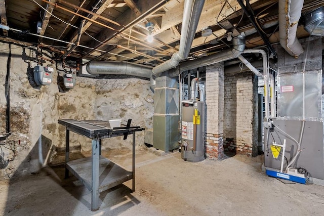 31 Boylston St, Boston, MA 02130 - unfinished below grade area featuring gas water heater, gas meter, and heating unit