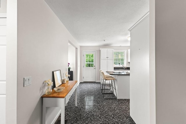 48 Finch Rd Unit 2, Raynham, MA 02767 - hall with granite floors and a textured ceiling
