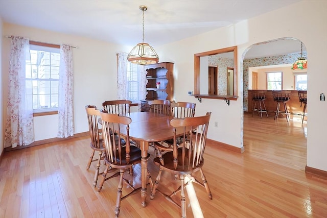 dining room featuring hardwood / wood-style floors and a wealth of natural light