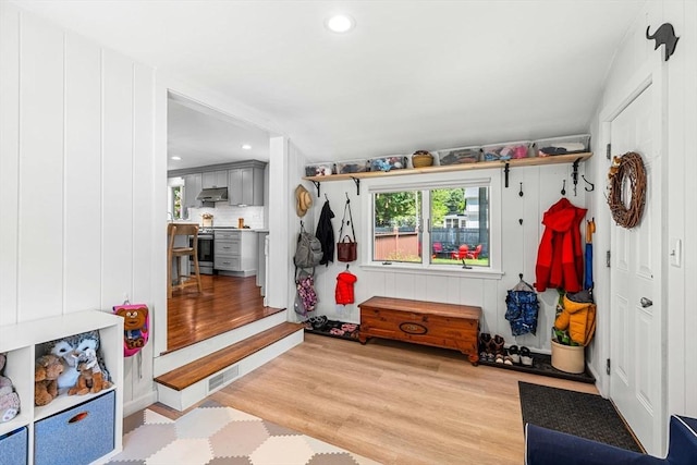 11 Bruce Ln, Wenham, MA 01984 - mudroom featuring light wood finished floors and recessed lighting