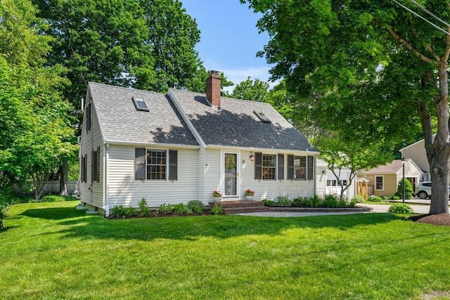 11 Bruce Ln, Wenham, MA 01984 - cape cod house with a chimney, a front lawn, and a shingled roof
