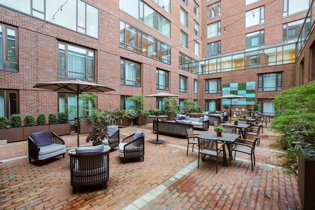 view of patio featuring outdoor lounge area