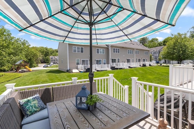 10 Sprucewood Ln Unit 10, Worcester, MA 01606 - wooden terrace with a lawn, a residential view, and a playground