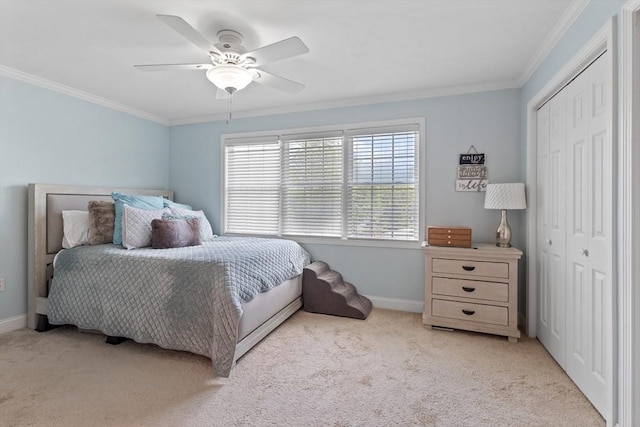 10 Sprucewood Ln Unit 10, Worcester, MA 01606 - bedroom with carpet floors, crown molding, a closet, and ceiling fan