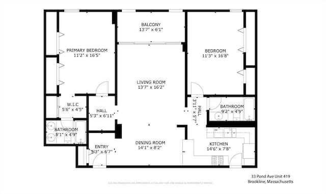 33 Pond Ave Unit 419, Brookline, MA 02445 - floor plan / room layout