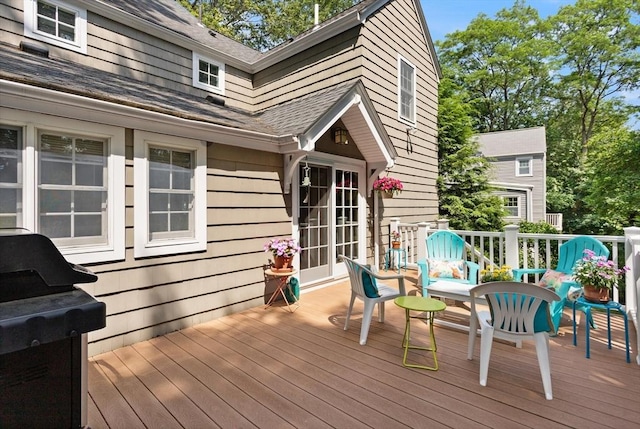 94 Laurel Dr, Needham, MA 02492 - wooden terrace featuring a grill