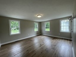 empty room with dark wood-type flooring