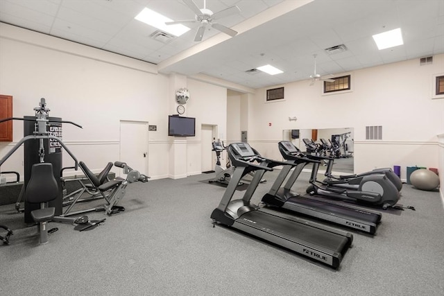 215 Harvard St Unit 40, Medford, MA 02155 - workout area with ceiling fan and a drop ceiling
