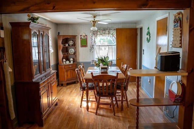 89 Audubon Ave, Braintree, MA 02184 - dining area featuring a ceiling fan, light wood-style flooring, and wallpapered walls