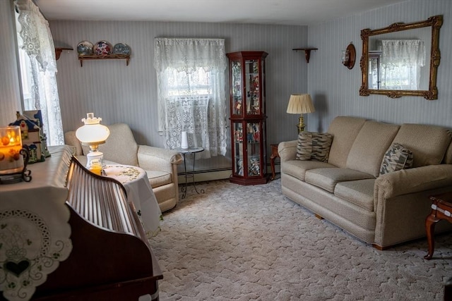 89 Audubon Ave, Braintree, MA 02184 - carpeted living area featuring a baseboard heating unit and plenty of natural light