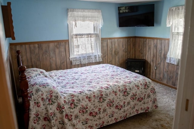 89 Audubon Ave, Braintree, MA 02184 - bedroom featuring wainscoting, wood walls, and carpet