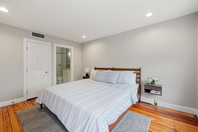 7 Trenton St Unit 2, Boston, MA 02129 - bedroom featuring baseboards, hardwood / wood-style floors, recessed lighting, and ensuite bath