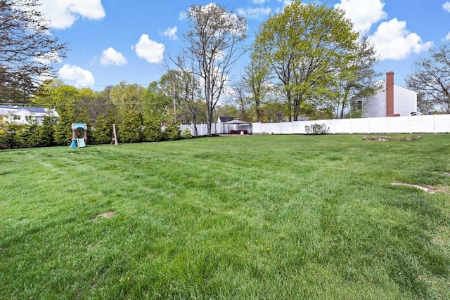 view of yard with fence