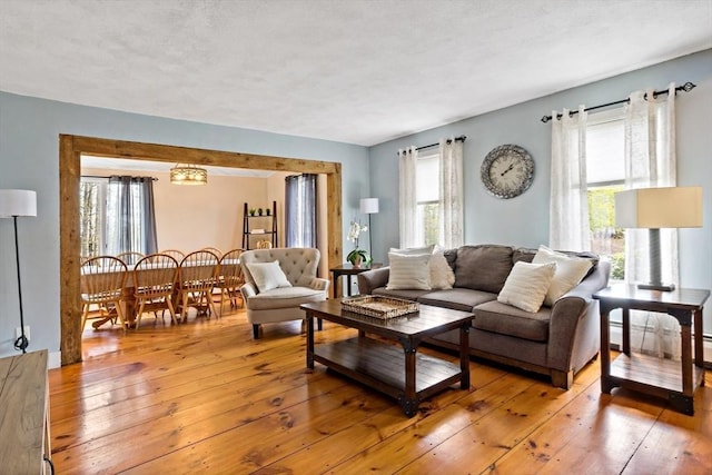 living area featuring plenty of natural light and light wood-style flooring