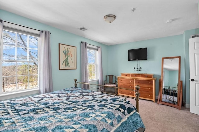 bedroom with visible vents and carpet floors