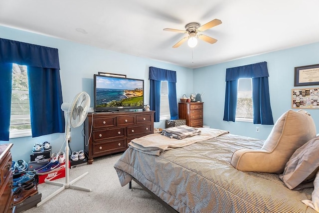 22 Washington St, Methuen, MA 01844 - bedroom with light carpet, multiple windows, and ceiling fan