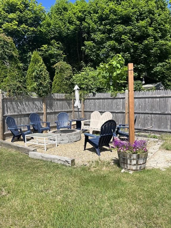 13 Harrison Ave, Bourne, MA 02532 - view of yard with a fire pit