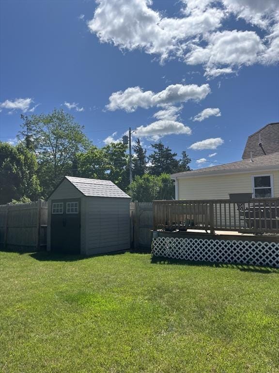 13 Harrison Ave, Bourne, MA 02532 - view of yard with a shed and a deck