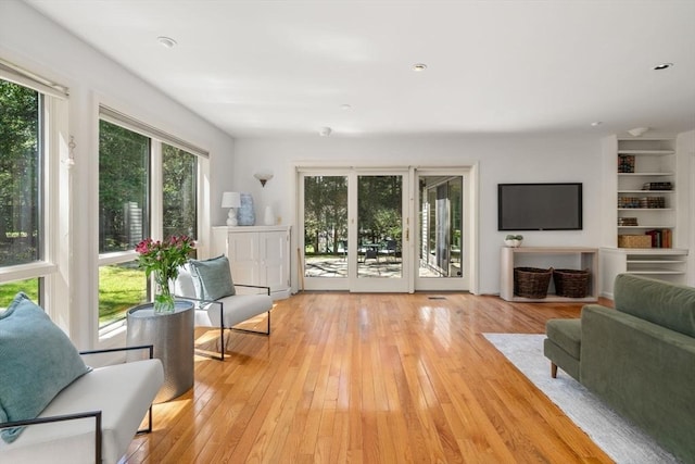 living area with light wood-type flooring