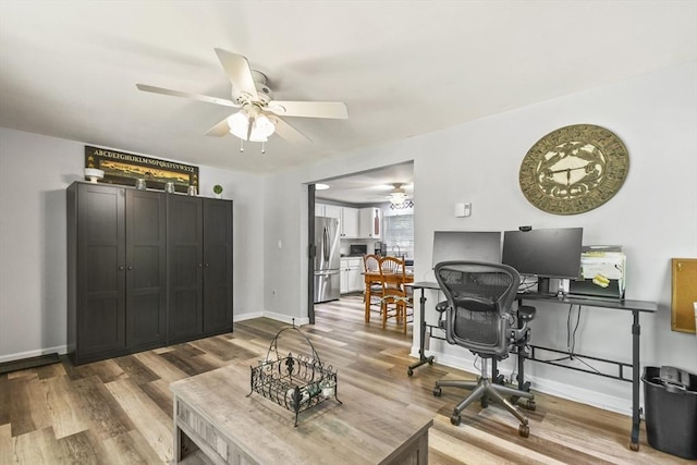 231 Georgetown Rd, Boxford, MA 01921 - office area with ceiling fan, wood finished floors, and baseboards