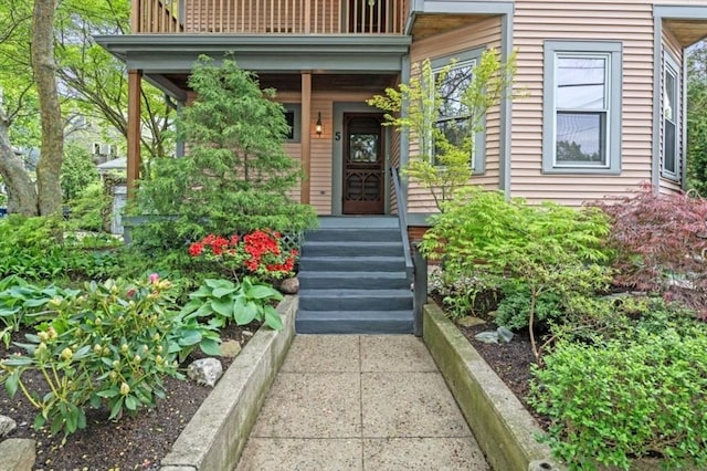 5 Willow Ave, Somerville, MA 02144 - property entrance featuring a balcony and covered porch