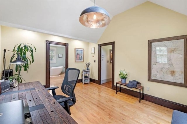 5 Willow Ave, Somerville, MA 02144 - office featuring lofted ceiling, light wood finished floors, and baseboards