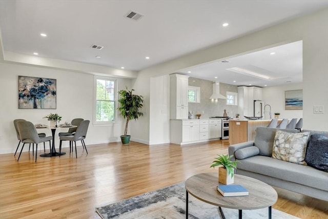 38 Green St Unit 38, Watertown, MA 02472 - living area with light wood-style flooring, recessed lighting, and baseboards