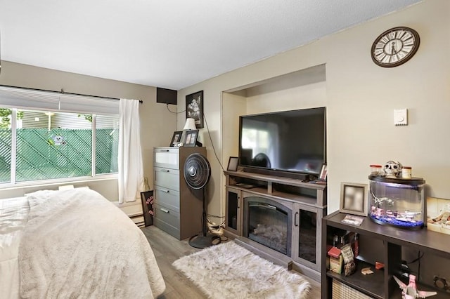 74 Beach St Unit 1-3, Woburn, MA 01801 - bedroom with wood finished floors and a glass covered fireplace