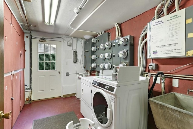 74 Beach St Unit 1-3, Woburn, MA 01801 - community laundry with separate washer and dryer and tile patterned floors