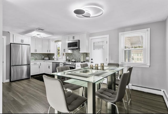 kitchen featuring sink, tasteful backsplash, white cabinetry, and appliances with stainless steel finishes