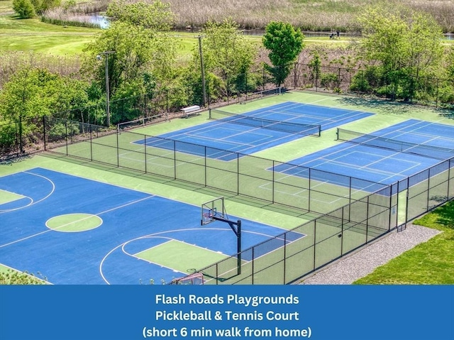 136 Flash Rd Townhome, Unit Townhome, Nahant, MA 01908 - view of tennis court featuring fence and community basketball court
