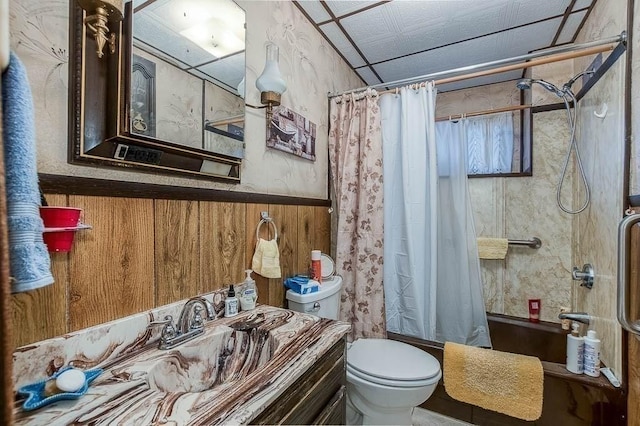 26 Hawthorne St, Brockton, MA 02301 - bathroom featuring toilet, shower / bathtub combination with curtain, and vanity