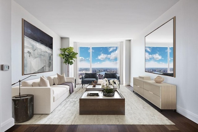 living room with wood-type flooring