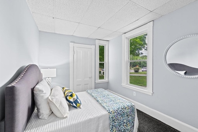 225 Pleasant St, Weymouth, MA 02190 - bedroom featuring carpet, a paneled ceiling, and baseboards