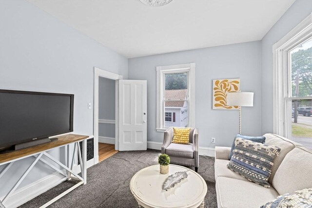 225 Pleasant St, Weymouth, MA 02190 - carpeted living area with baseboards