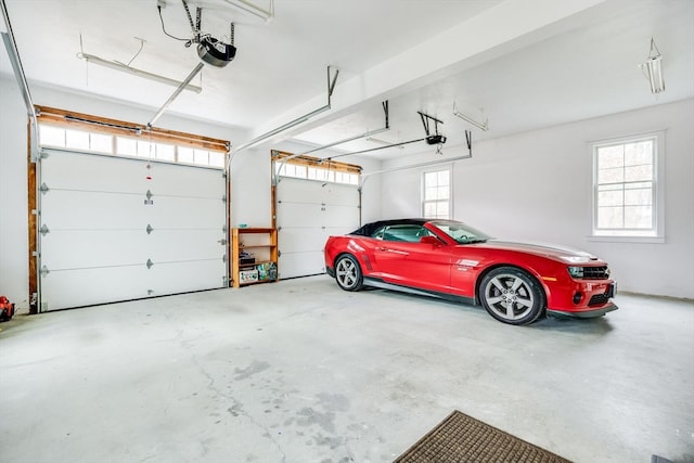 garage with a garage door opener